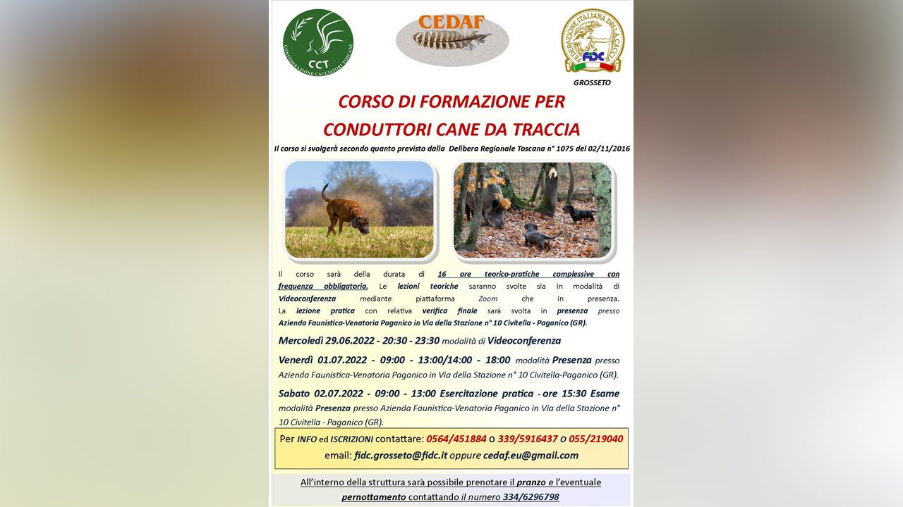 Corsi di formazione indetti dalla Confederazione Cacciatori Toscani