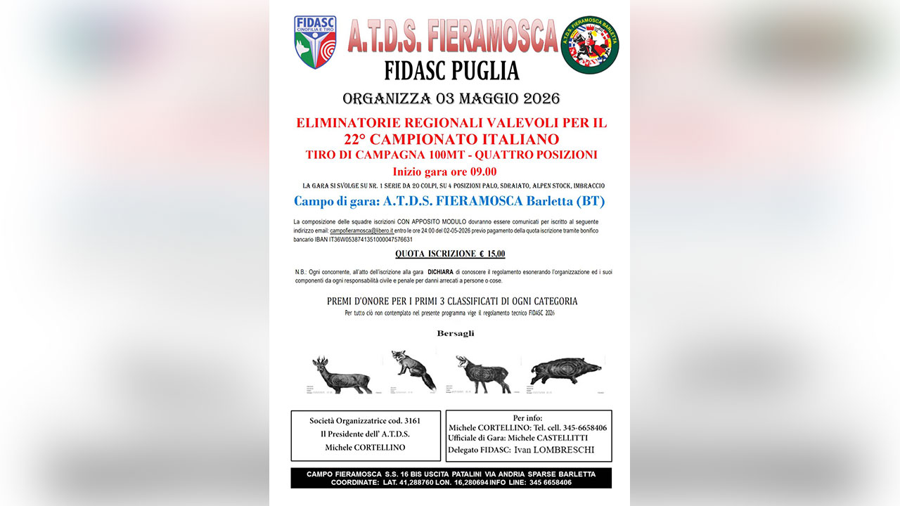 Eliminatorie Puglia tiro campagna Fidasc